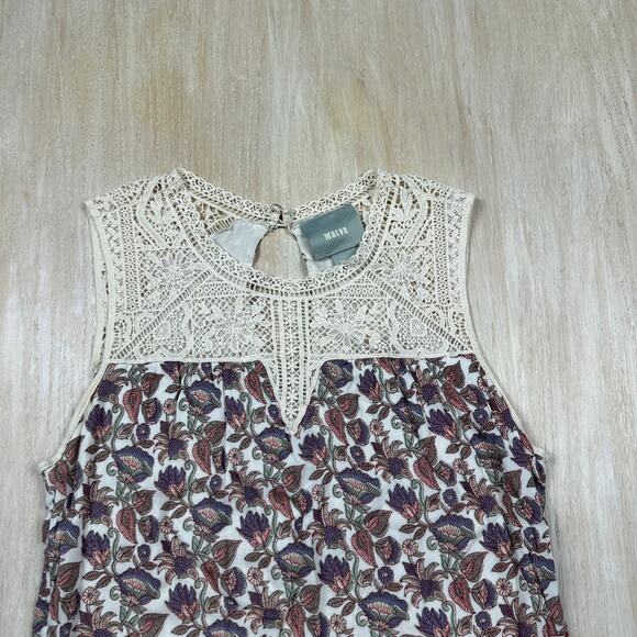 Anthropologie Maeve Laced Eleanor Boho Sleeveless Floral Crochet Blouse Small - Picture 2 of 12